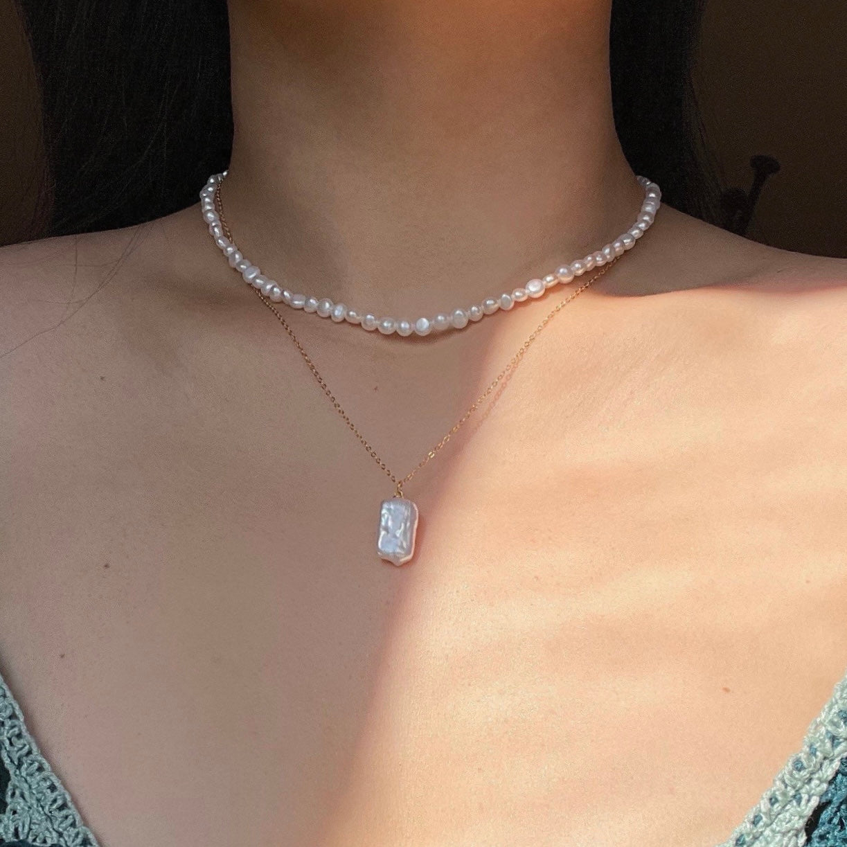 Collana con perle barocche 4-5mm