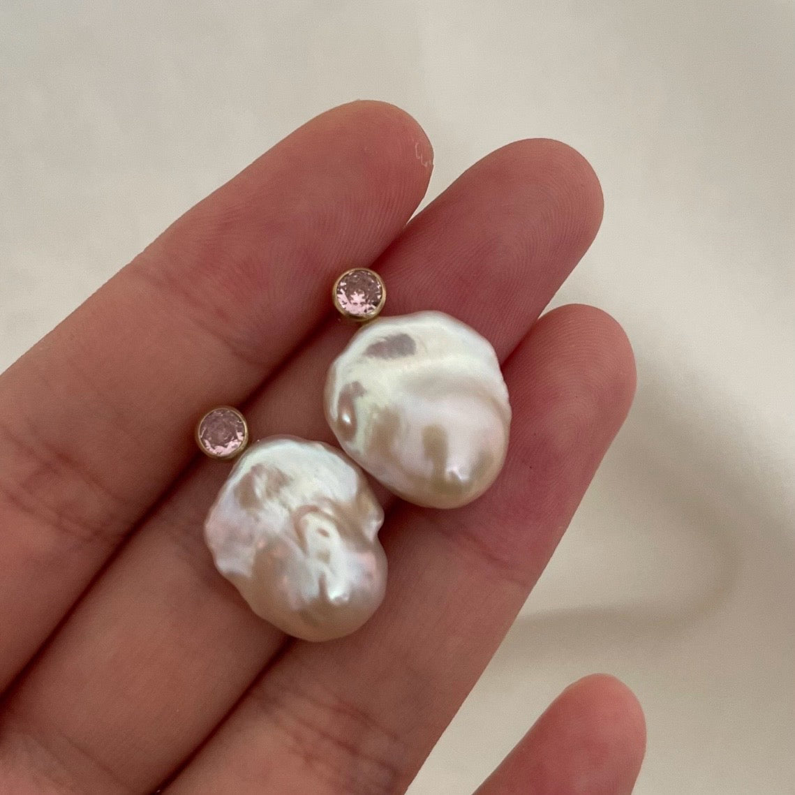 Orecchini Acqua Dream Rosa con perle barocche