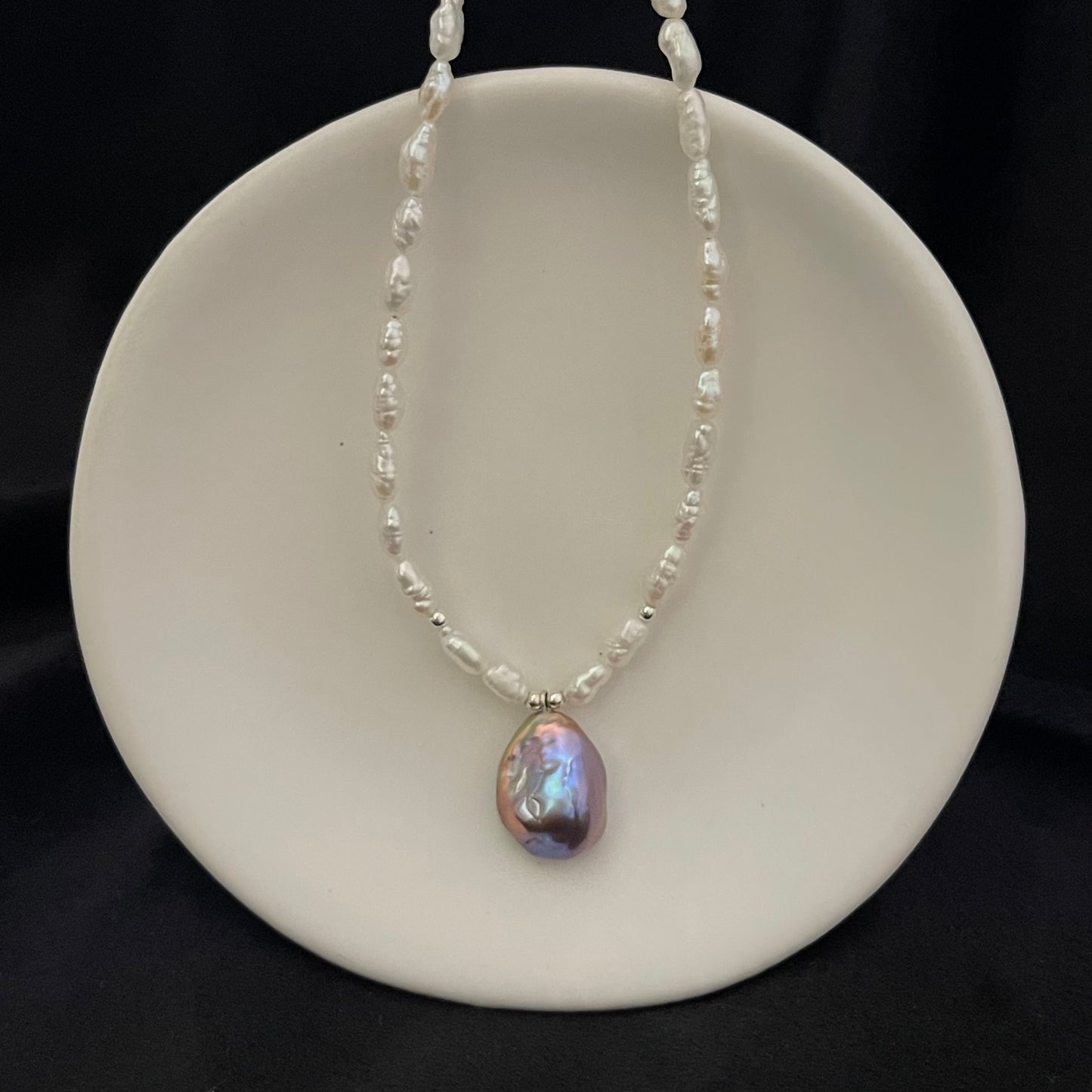 Collana con mini perla barocca viola