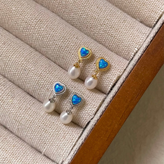 Orecchini cuore con Opalite