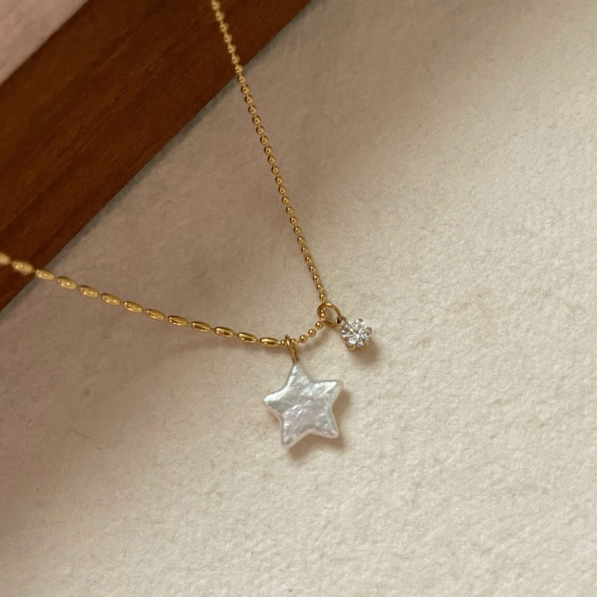 Collana Stella Luna con mini zircone bianco