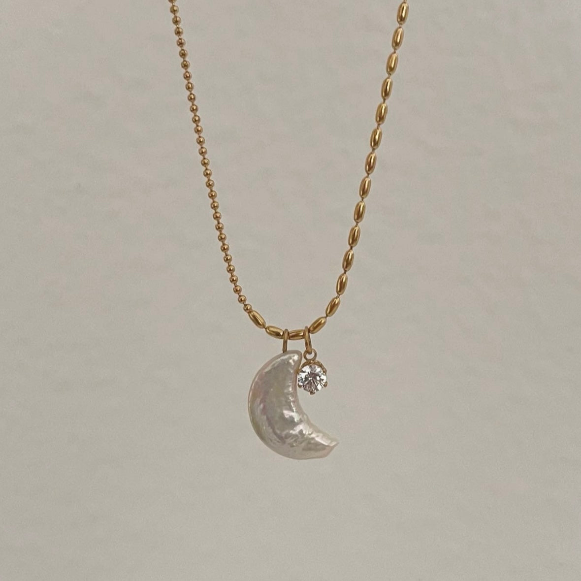 Collana Stella Luna con mini zircone bianco