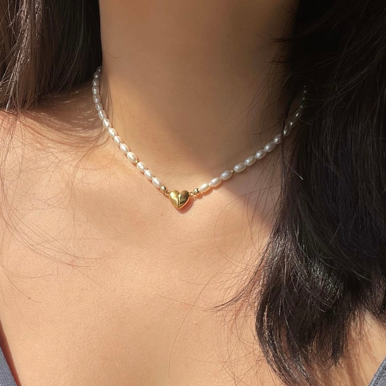 Collana con chiusura magnetica a cuore