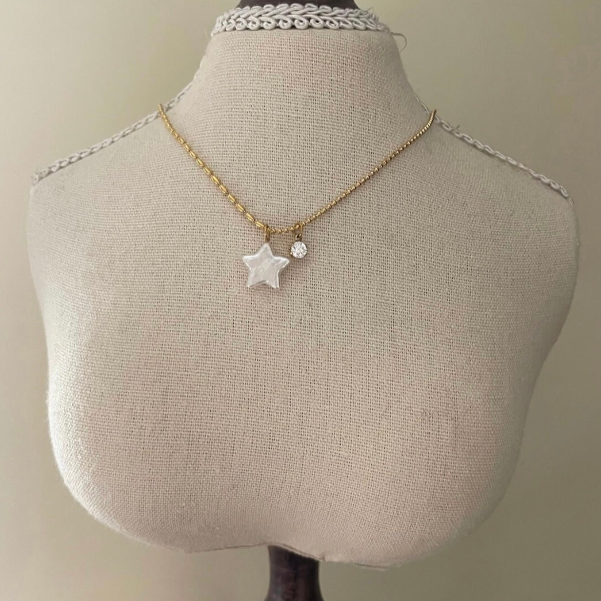 Collana Stella Luna con mini zircone bianco