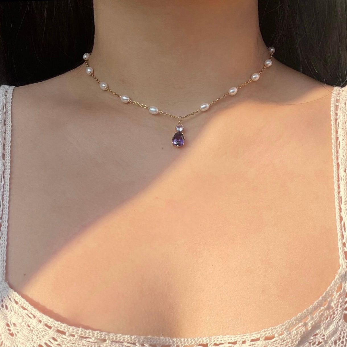 Choker Ophelia con zircone viola