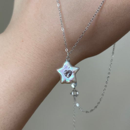 Collana Stella con zircone a cuore
