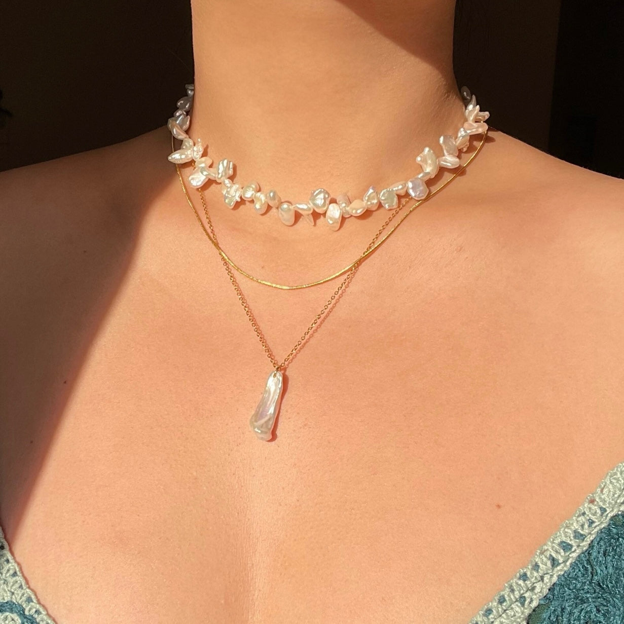 Collana ciondolo perla irregolare