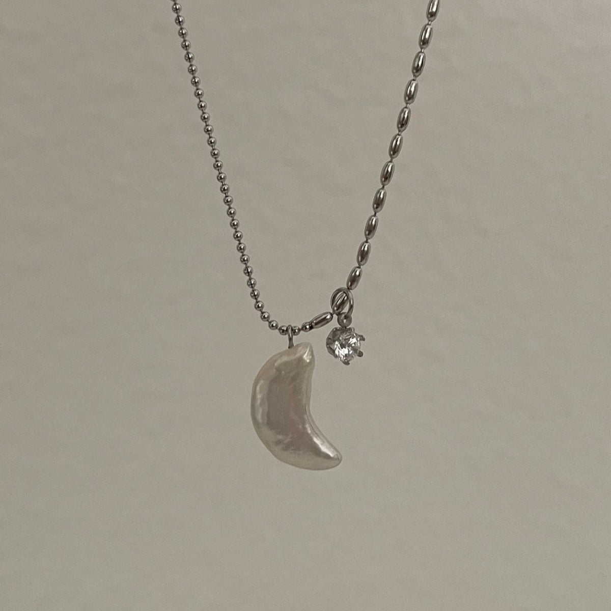 Collana Stella Luna con mini zircone bianco