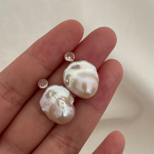 Orecchini Acqua Dream Rosa con perle barocche