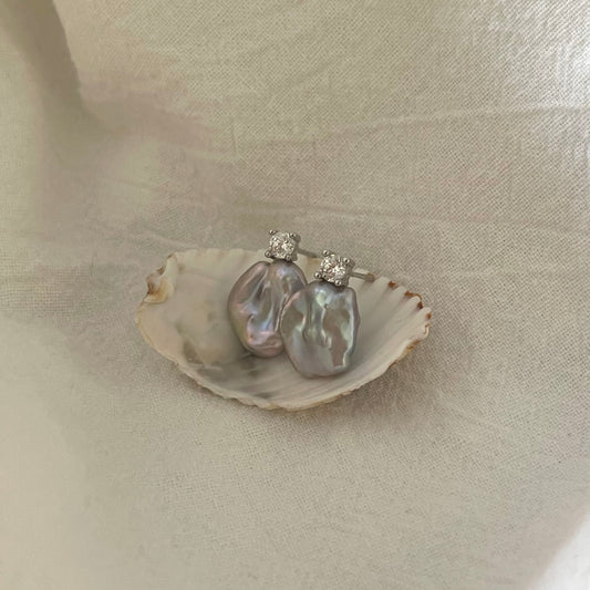 Orecchini perle barocche con zircone