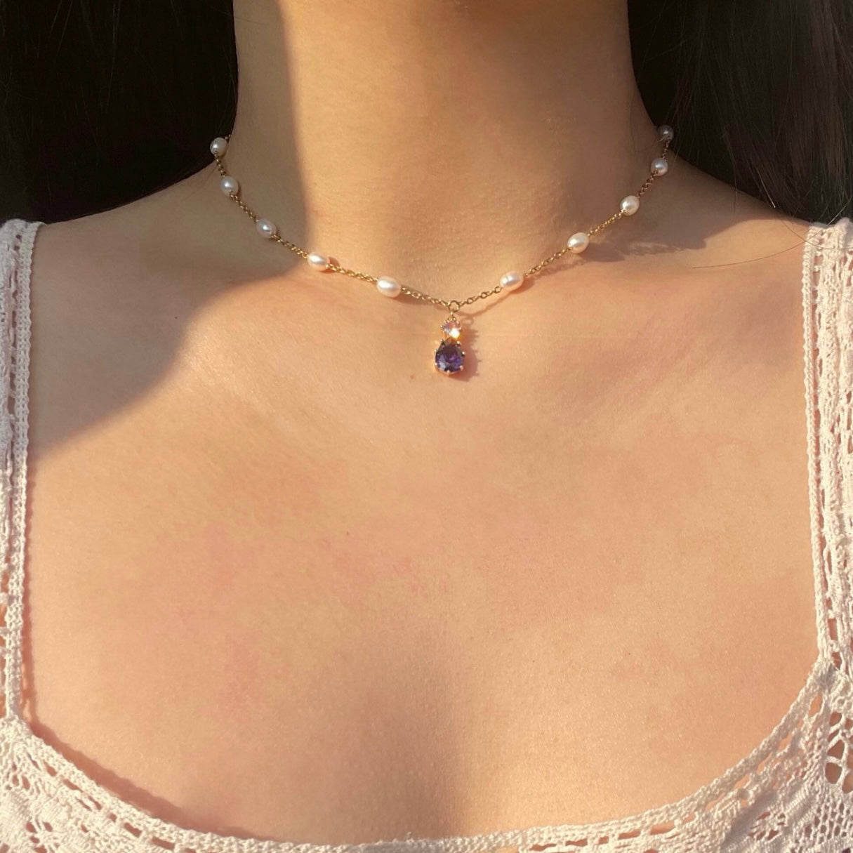 Choker Ophelia con zircone viola