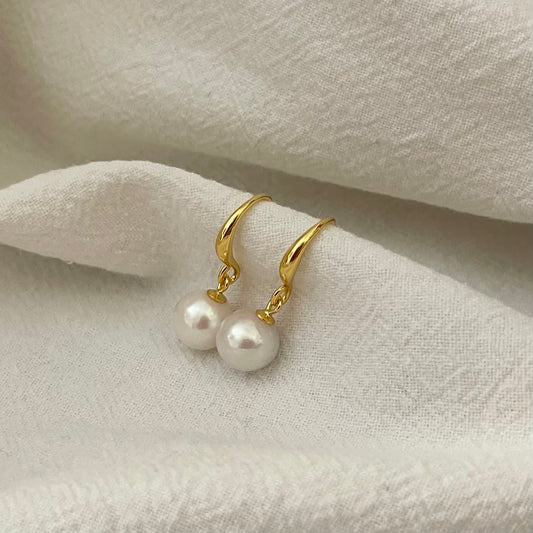 Orecchini perle 7-8mm con chiusura a monachella aperta