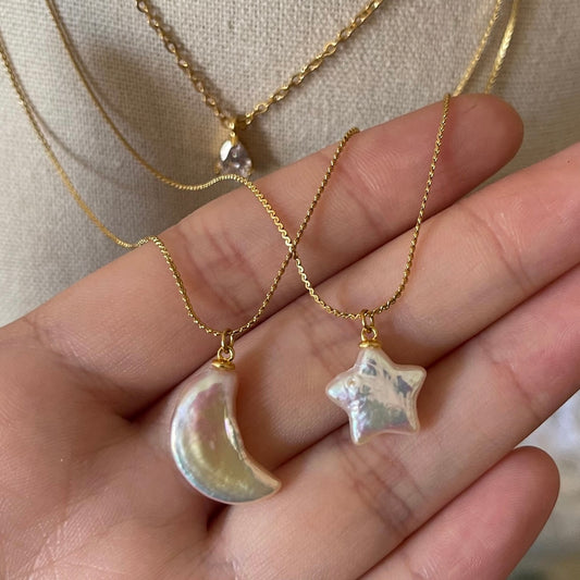 Collana con ciondolo Stella o Luna