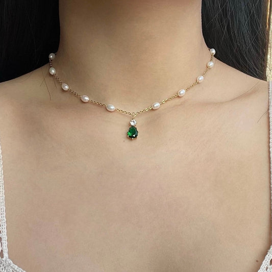 Choker Ophelia con zircone verde