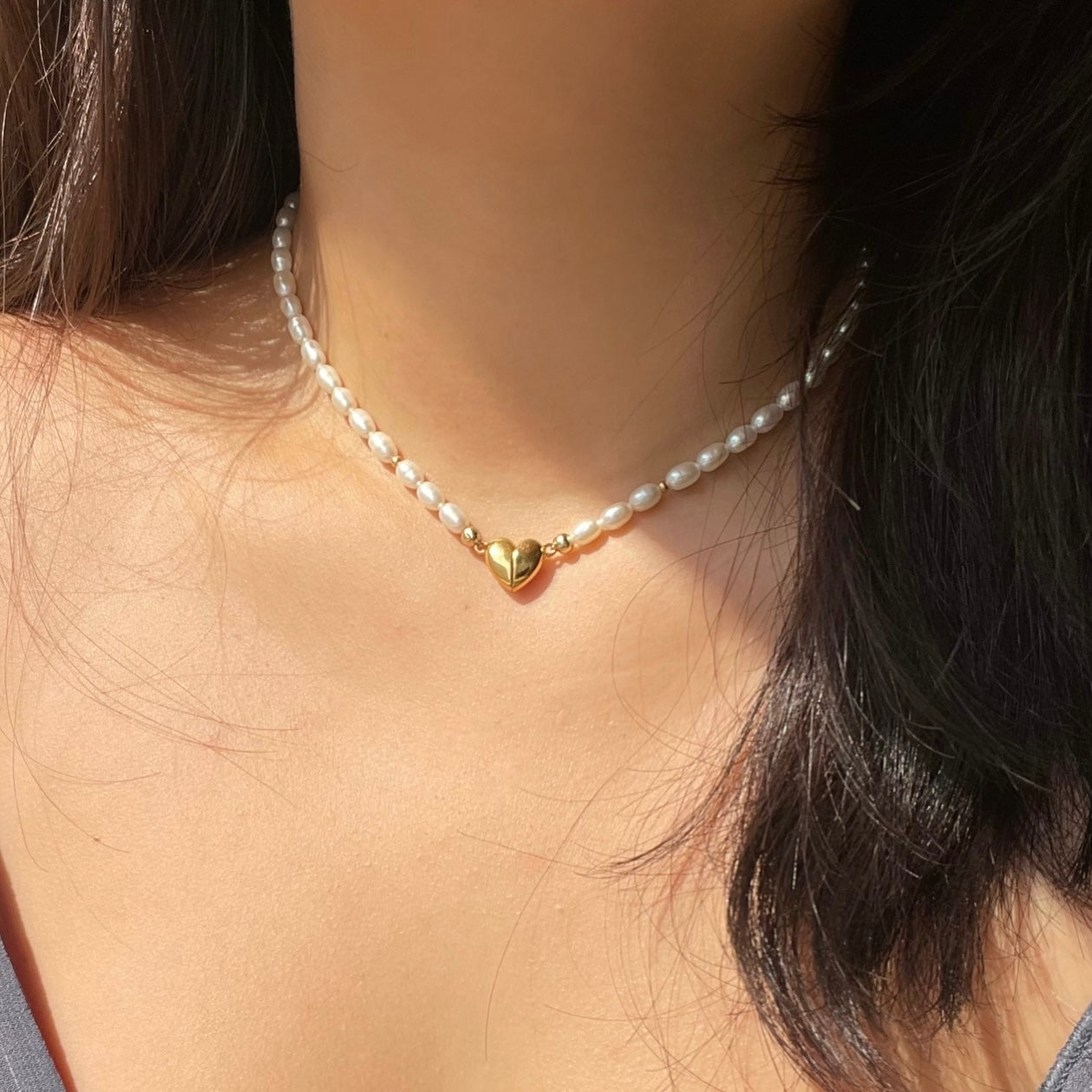 Collana con chiusura magnetica a cuore