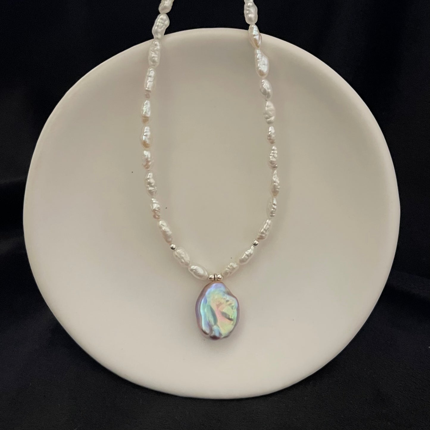 Collana con mini perla barocca viola