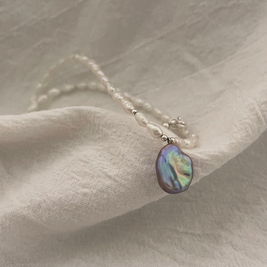 Collana con mini perla barocca viola