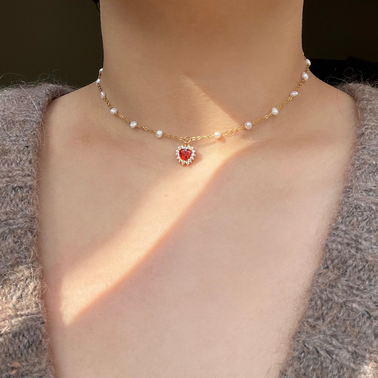 Choker ciondolo cuore